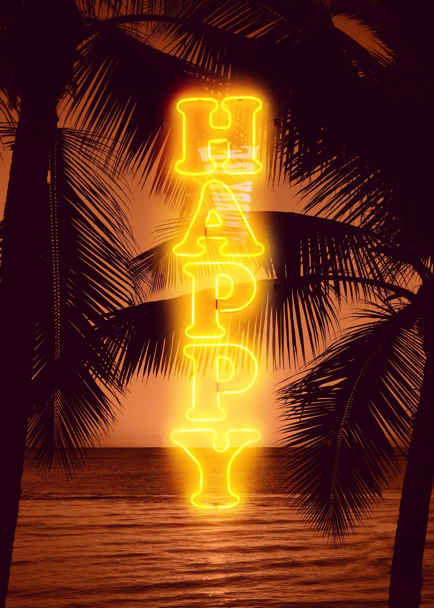 Happy Beach Neon Print