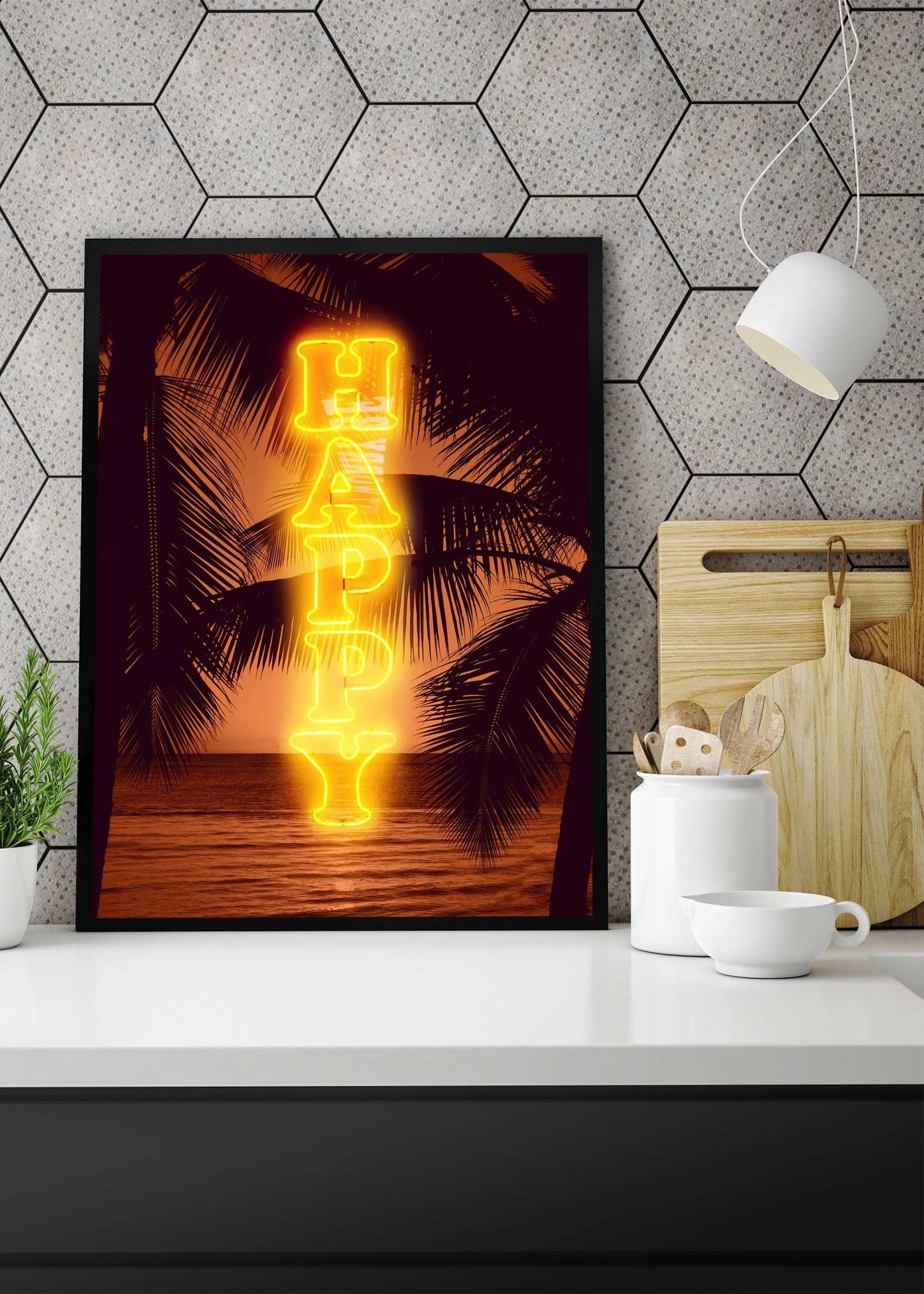 Happy Beach Neon Print