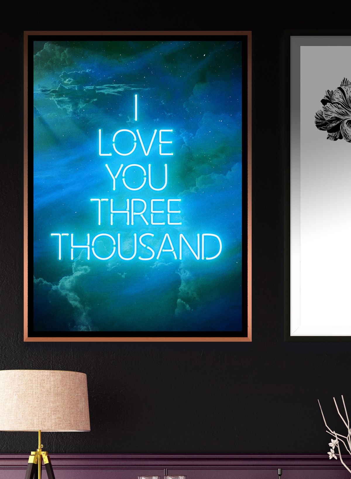 I Love You 3000 Quote Neon Blue Print