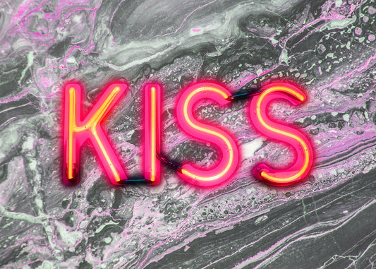 Kiss Neon Sign Marble Print