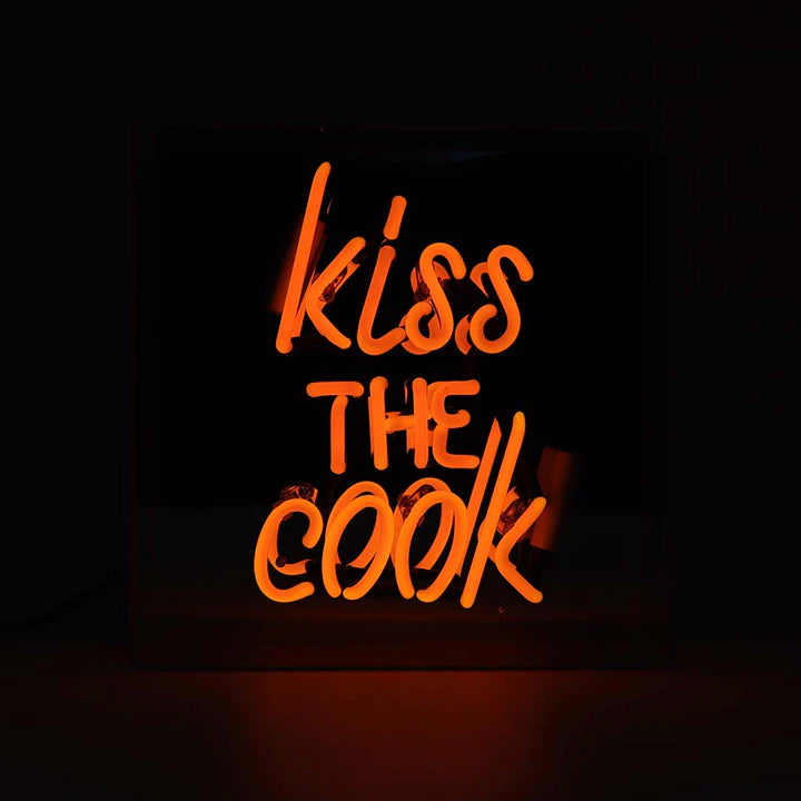 Kiss The Cook Orange Neon Sign