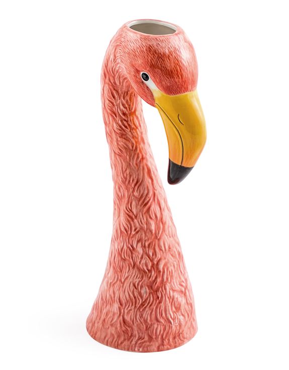 Large Ceramic Pink Flamingo Head Vase