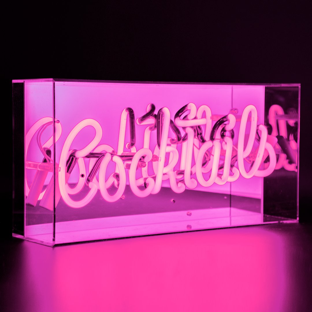 Pink Cocktails Acrylic Neon Light Box