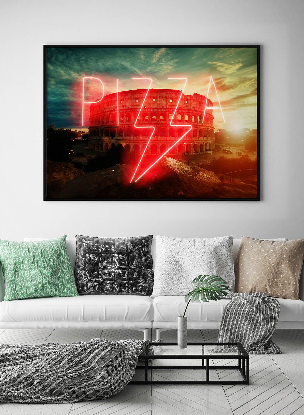 Pizza Sign Rome Neon Print