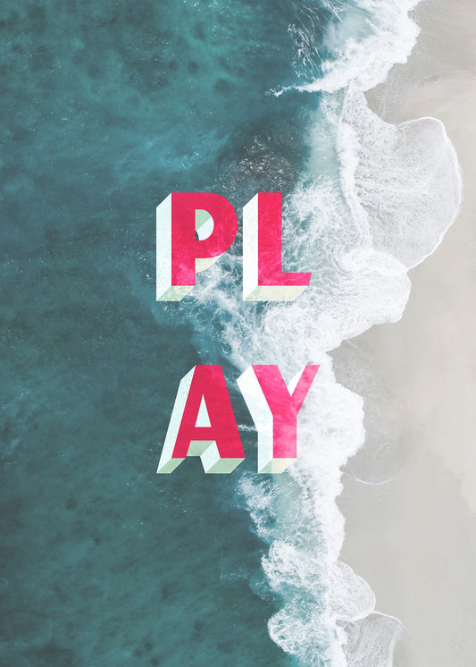 Play Typography Beach Print