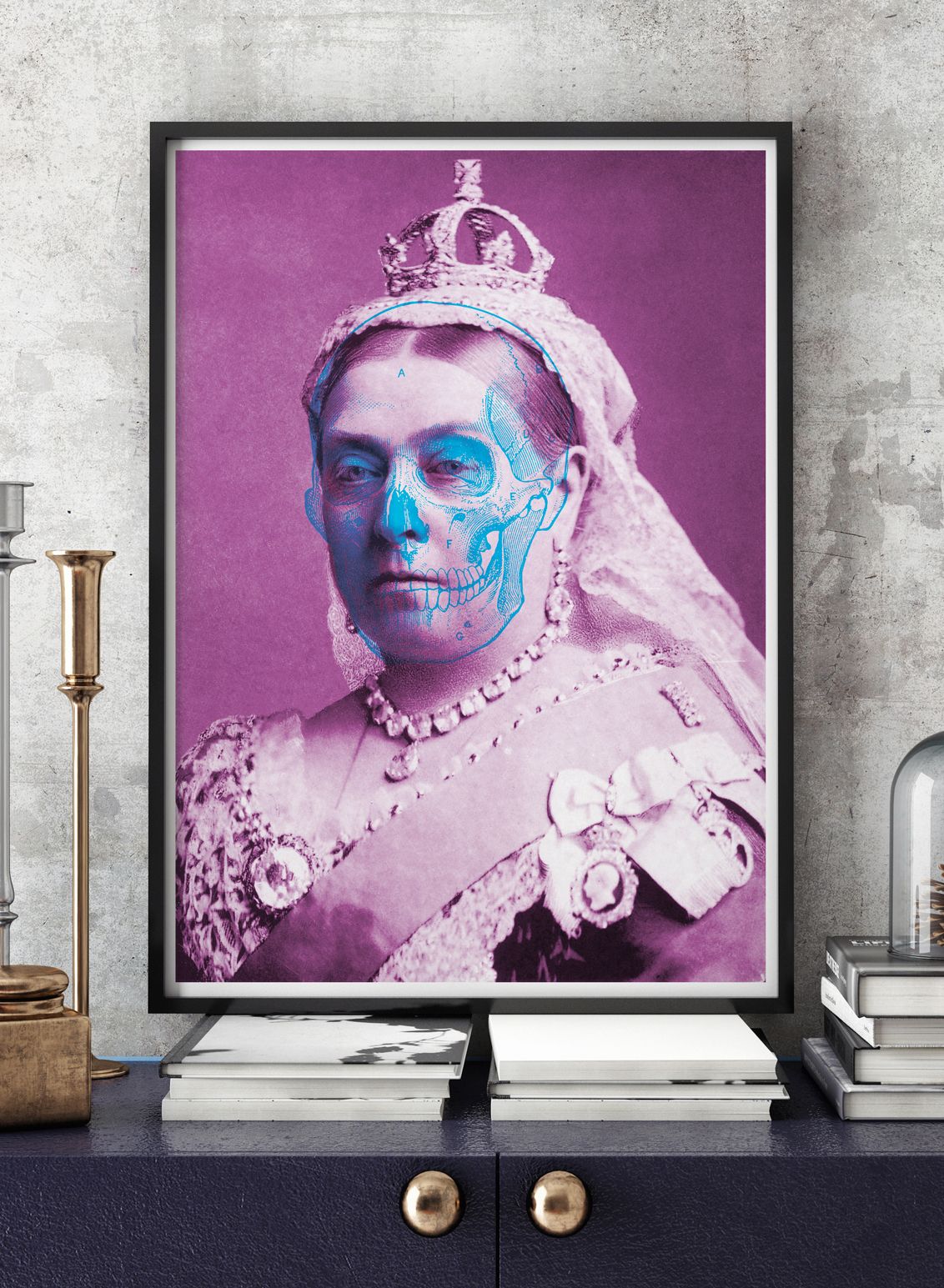 Queen Victoria Skull Colour Print