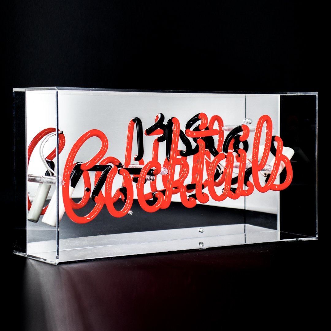 Red Cocktails Acrylic Neon Light Box