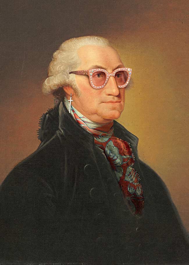 Sparkly Elton Glasses George Washington Portrait Print