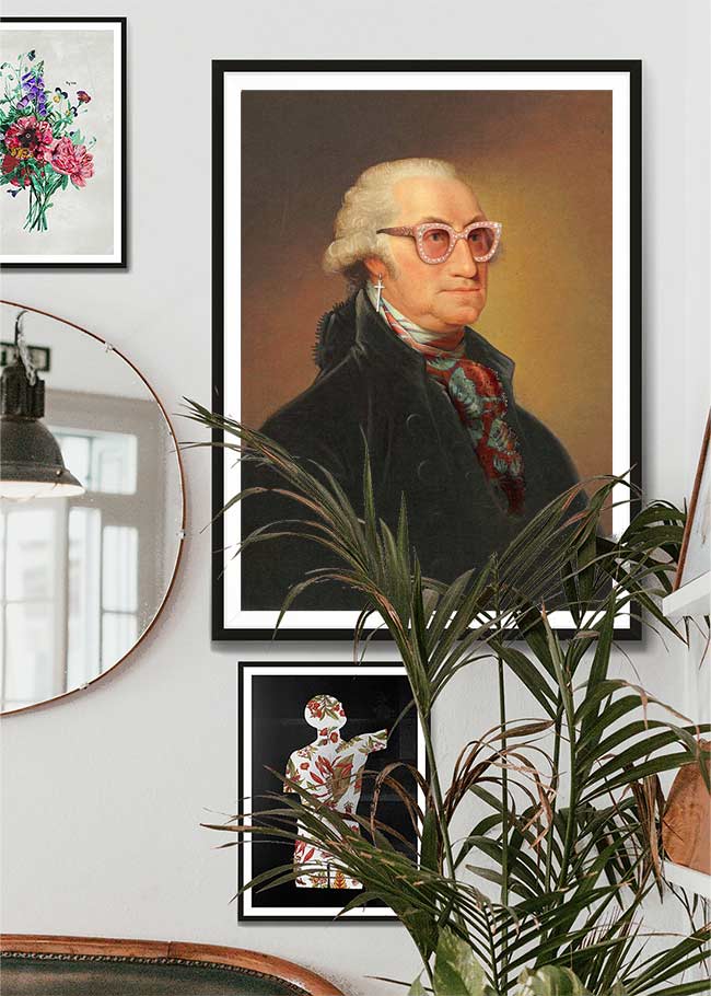 Sparkly Elton Glasses George Washington Portrait Print