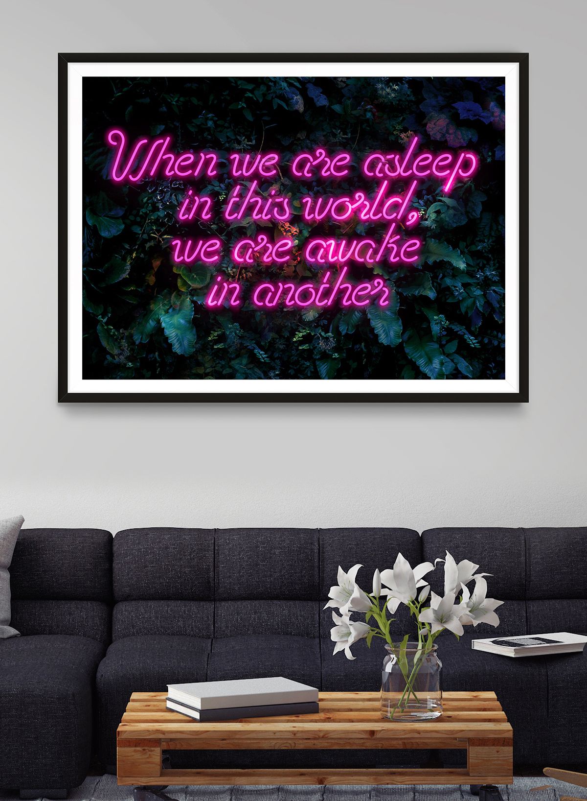 When We Are Awake Neon Leaves Print