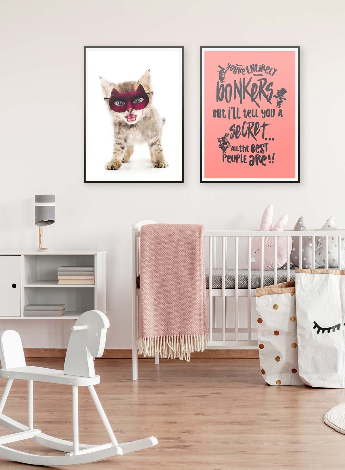 You're Entirely Bonkers Alice In Wonderland  Pink Quote Print