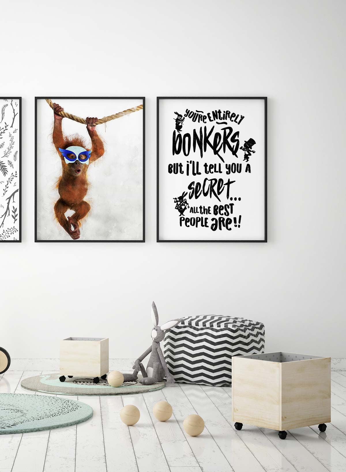 You're Entirely Bonkers Alice In Wonderland White Quote Print
